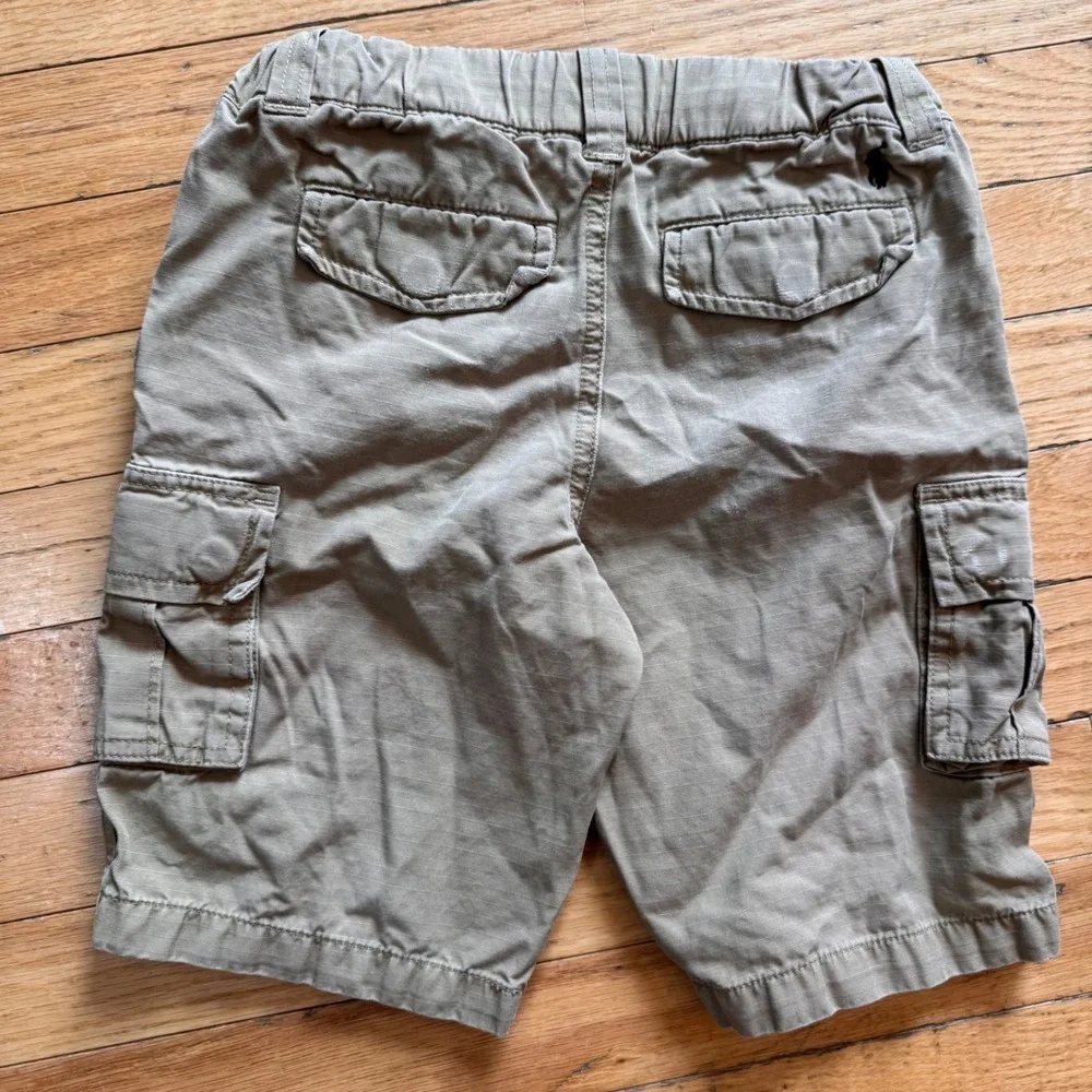 Polo Ralph Lauren Kids Khaki Ripstop Cargo Shorts Tan Size 7 Elastic Waist Draw
